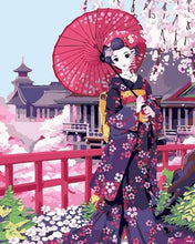 Load image into Gallery viewer, Anime Girl with Umbrella Paint by Numbers