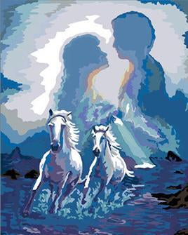 Fantasy Couple & Horses Paint by Numbers