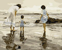 Load image into Gallery viewer, Mother & Kids on Beach Paint by Numbers