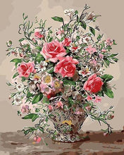 Load image into Gallery viewer, Roses in Silver Vase Paint by Numbers