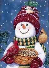 Load image into Gallery viewer, Snowman Feeding Birds Paint by Diamonds