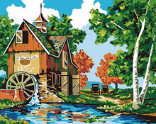 Load image into Gallery viewer, Watermill Scenery Paint by Numbers