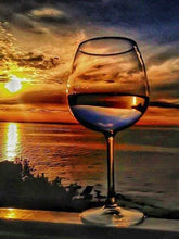 Load image into Gallery viewer, Wine Glass Sunset Paint by Diamonds