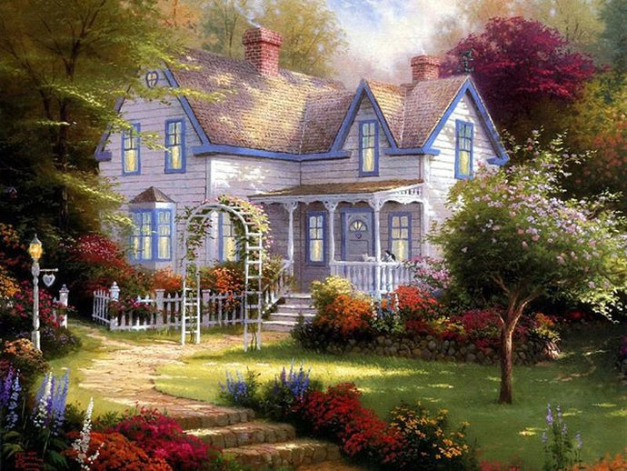 Beautiful House in the Forest, Colorful Flowers - DIY