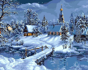 Christmas Snow Painting by Numbers Kit