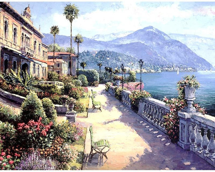 Beautiful Town Near the Ocean - Paint by Numbers