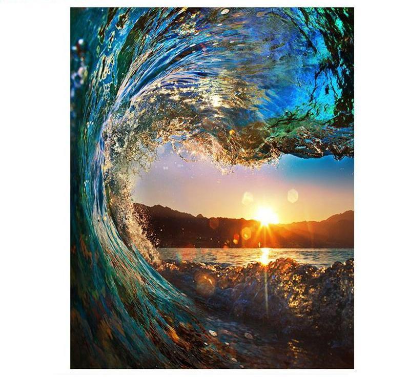 Wave Sunset Painting - DIY with Paint by Numbers