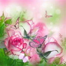 Load image into Gallery viewer, Roses and Butterflies - 5D Diamond Painting