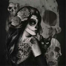 Load image into Gallery viewer, Witch with Black Cat - Halloween Diamond Painting