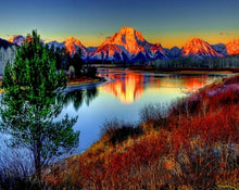 Load image into Gallery viewer, Snowy Mountains and Sunset River - DIY Paint by Numbers