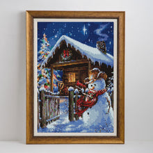 Load image into Gallery viewer, Snowman in the Winter at Night