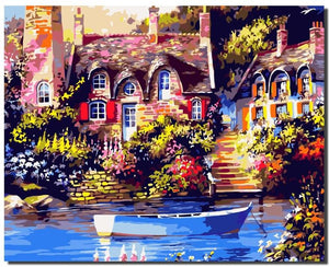 Beautiful House Scenery - Adult Painting By Numbers