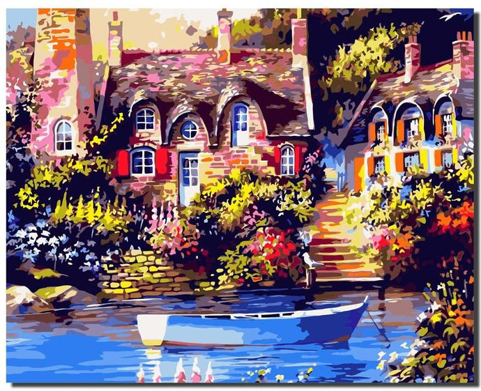 Beautiful House Scenery - Adult Painting By Numbers