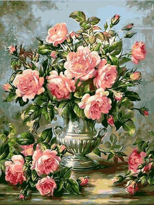 Appealing Pink Roses Paint by Numbers