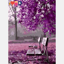 Load image into Gallery viewer, Bench under Purple Tree Paint by Numbers