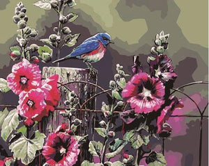 Bird on Floral Fence Paint by Numbers