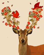 Load image into Gallery viewer, Birds &amp; Flowers on Deer Antlers Paint by Numbers