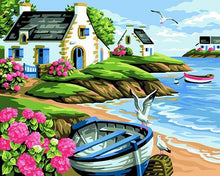 Load image into Gallery viewer, Boat on Sea Shore Paint by Numbers