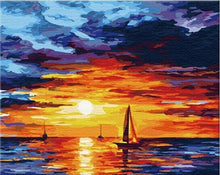 Load image into Gallery viewer, Boats &amp; Sunset View Paint by Numbers