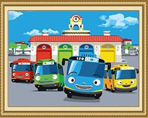 Cartoon Buses Paint by Numbers