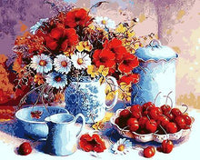 Load image into Gallery viewer, Cherries &amp; Floral Vase Paint by Numbers