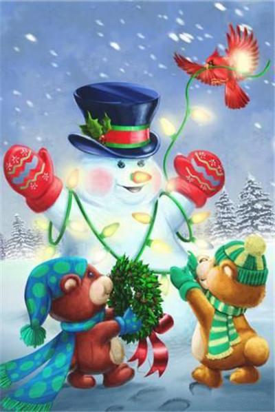 Christmas Lights & Snowman Paint by Diamonds