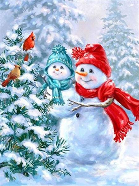 Christmas Tree & Snow Men Paint by Diamonds