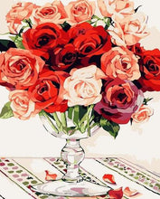 Load image into Gallery viewer, Colorful Roses &amp; Glass Vase Paint by Numbers