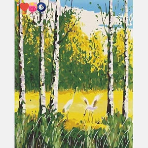 Cranes in Forest Pint by Numbers