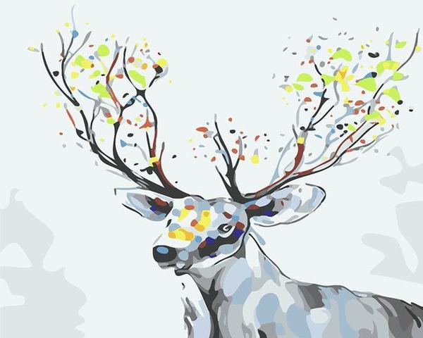 Deer with colorful Horns Paint by Numbers