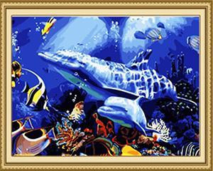 Dolphins Pair Paint by Numbers