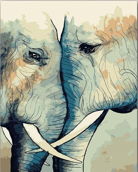 Elephant Pair Paint by Numbers