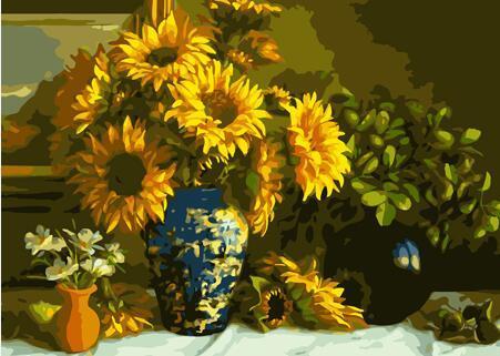 Fancy Sunflowers Vase Paint by Numbers