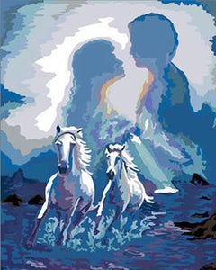 Fantasy Couple & Horses Paint by Numbers