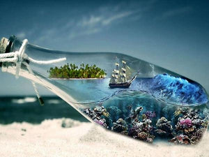 Glass Bottle Landscape Paint by Diamonds