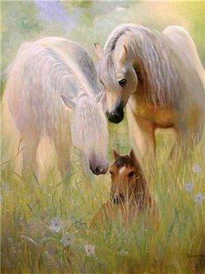 Horse Family Paint by Diamonds