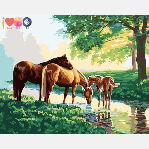 Horse Family Paint by Numbers