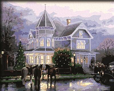 Horses in Winter Night Paint by Numbers