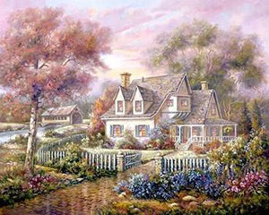 House & Floral Garden Paint by Numbers