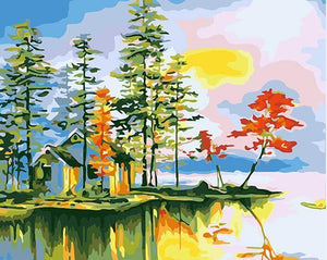 House in Forest Paint by Numbers