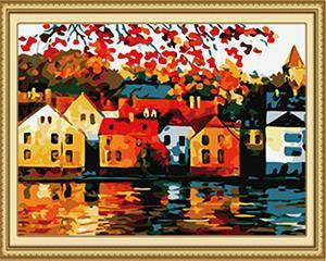Houses by the River Paint by Numbers