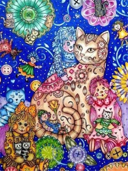Imaginative Cat Art Paint by Diamonds