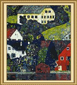 Klimt's Houses at Unterach on Attersee Paint by Numbers 