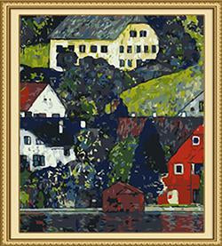 Klimt's Houses at Unterach on Attersee Paint by Numbers