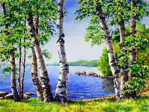 Lakeside Trees Paint by Diamonds