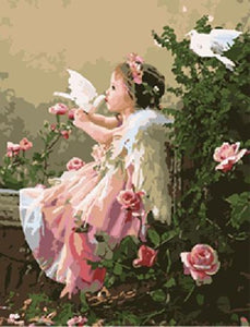Little Angel & Pigeons Paint by Numbers