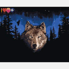 Load image into Gallery viewer, Night Wolf Paint by Numbers