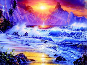 Ocean Waves Landscape Paint by Diamonds