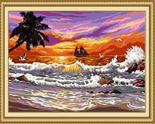 Load image into Gallery viewer, Palm Tree &amp; Ocean Paint by Numbers