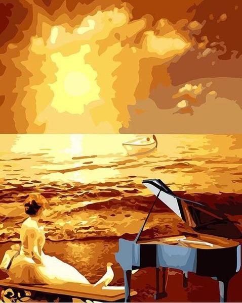 Pianist Girl at Beach Paint by Numbers